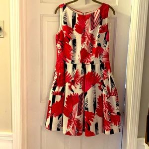 Elegant Red and Black Floral Dress